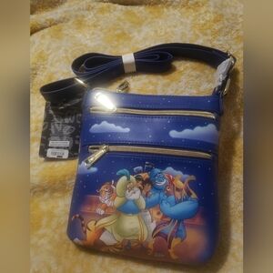 🎁 NWT Loungefly Disney Aladdin Group Scene Blue Crossbody Bag - Adj Strap-Rare